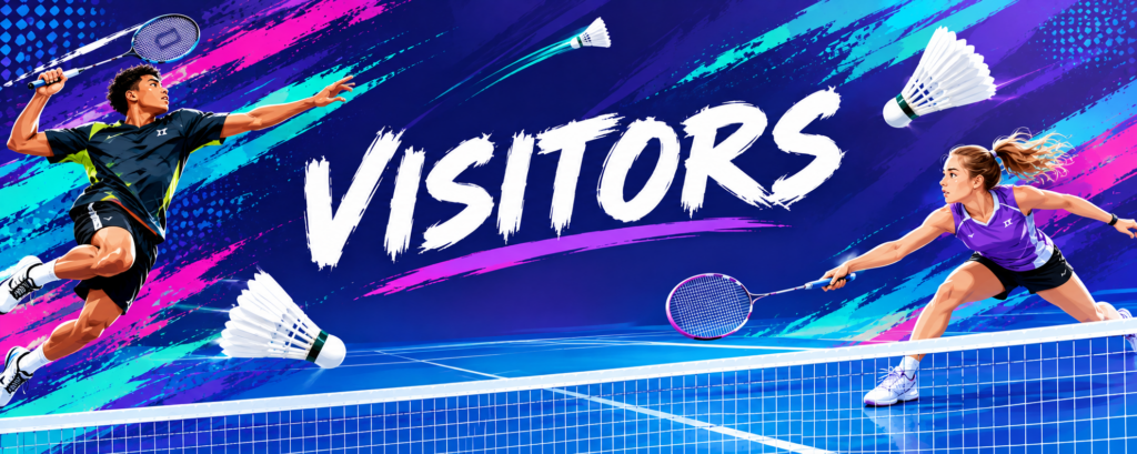 Colourful banner image with Visitors across the centre